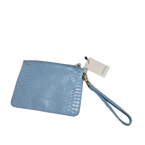 Jules Kae "Jen" Aqua Snake Leather Wristlet - Picture 4 of 8